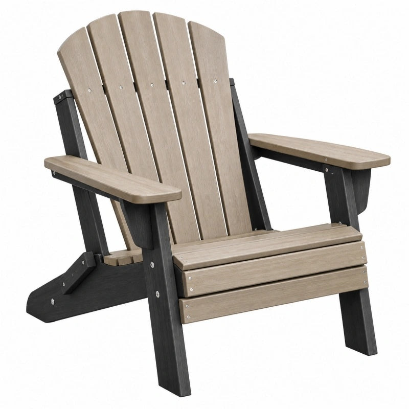 Adirondack-Gartenstuhl 83 x 79 x 97 cm Kunststoff Taupe Schwarz mit breiten Armlehnen