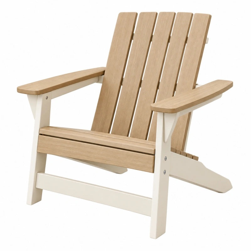 Adirondack-Gartenstuhl 78 x 75 x 95 cm aus Holz Beige Weiß - Relaxsessel mit Armlehnen