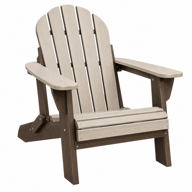 Gartenstuhl 83 x 79 x 95 cm aus Kunststoff Beige Braun mit Armlehnen im Adirondack-Stil