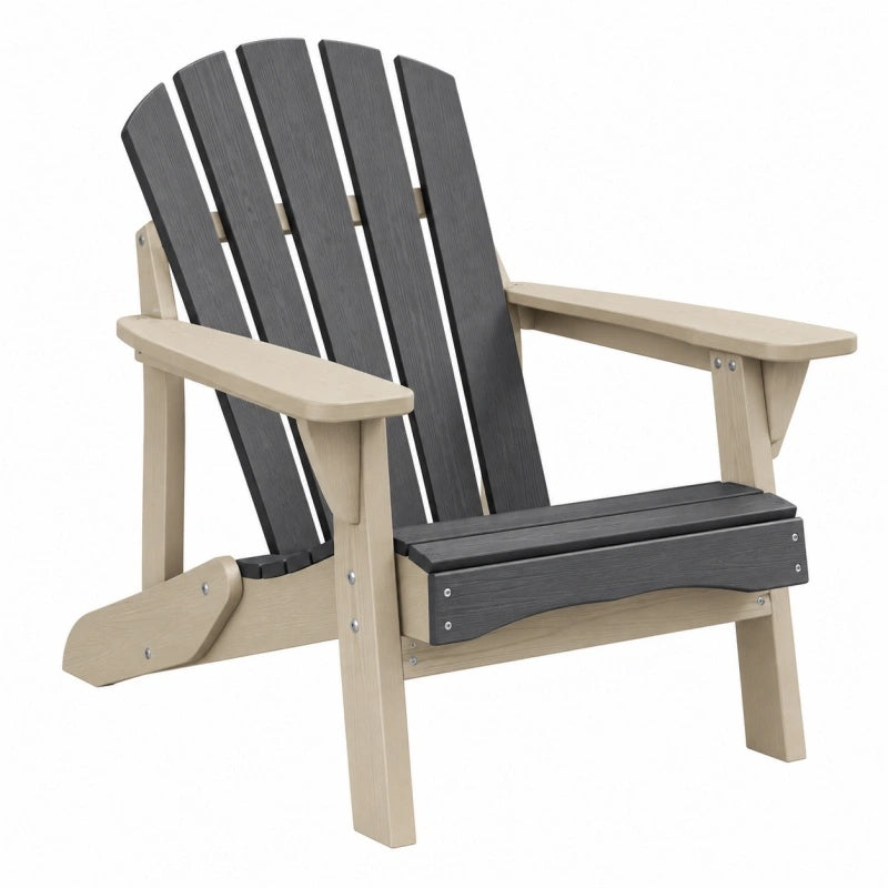 Adirondack Gartenstuhl 83 x 79 x 97 cm Kunststoff Holzoptik beige anthrazit für Terrasse