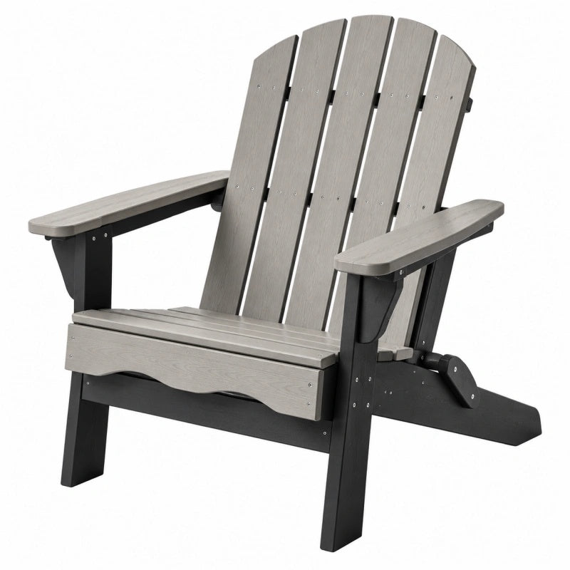 Adirondack-Gartenstuhl 89 x 76 x 98 cm Kunststoff Grau Schwarz mit Armlehnen