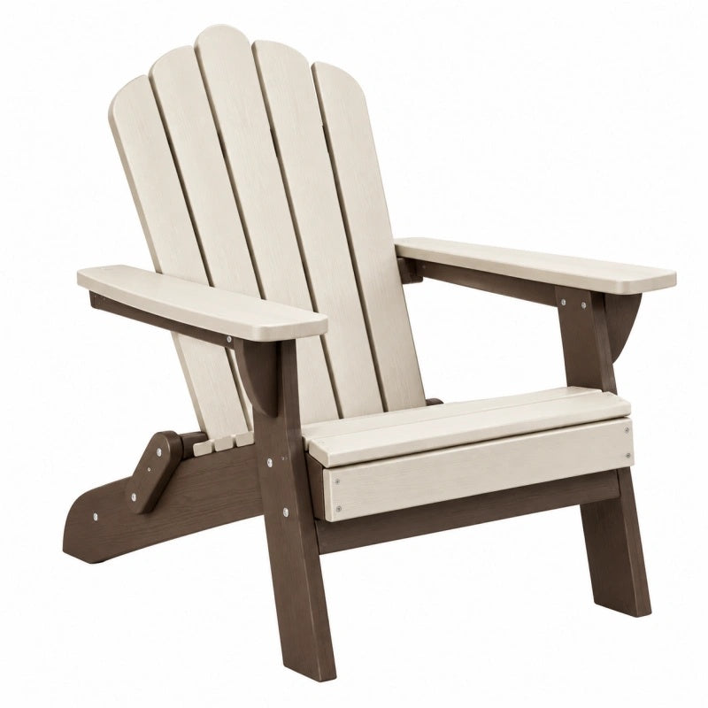 Adirondack-Gartenstuhl 83 x 79 x 98 cm Kunststoff Creme Dunkelbraun mit breiten Armlehnen