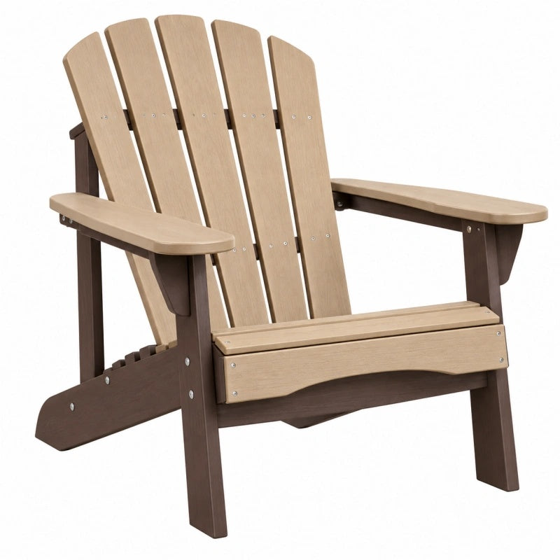 Adirondack Gartenstuhl 80 x 85 x 95 cm Kunststoff Hellbraun Dunkelbraun mit hoher Rückenlehne