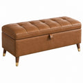 Belerado brown upholstered storage bench with padded seat and spacious interior, measuring 100x40x45 cm.