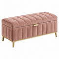 Aufbewahrungsbank 120 x 45 x 50 cm Samt Rosa Goldfarben gerippt