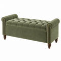 Sitzbank 150 x 60 x 75 cm Samt Olivgrün Chesterfield mit Stauraum