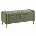 Sitzbank 110 x 45 x 50 cm Samt Olivgrün mit Stauraum Skandinavisch