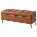 Sitzbank 120 cm braun Kunstleder mit Stauraum Chesterfield-Stil