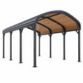 Carport 500 x 300 x 250 cm aus Metall in Anthrazit Braun mit gewölbtem Dach