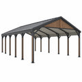 Carport 600 x 300 x 270 cm Stahl Braun Schwarz mit Polycarbonatdach