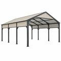 Carport 600 x 300 x 280 cm aus Stahl in Schwarz und Beige mit Satteldach